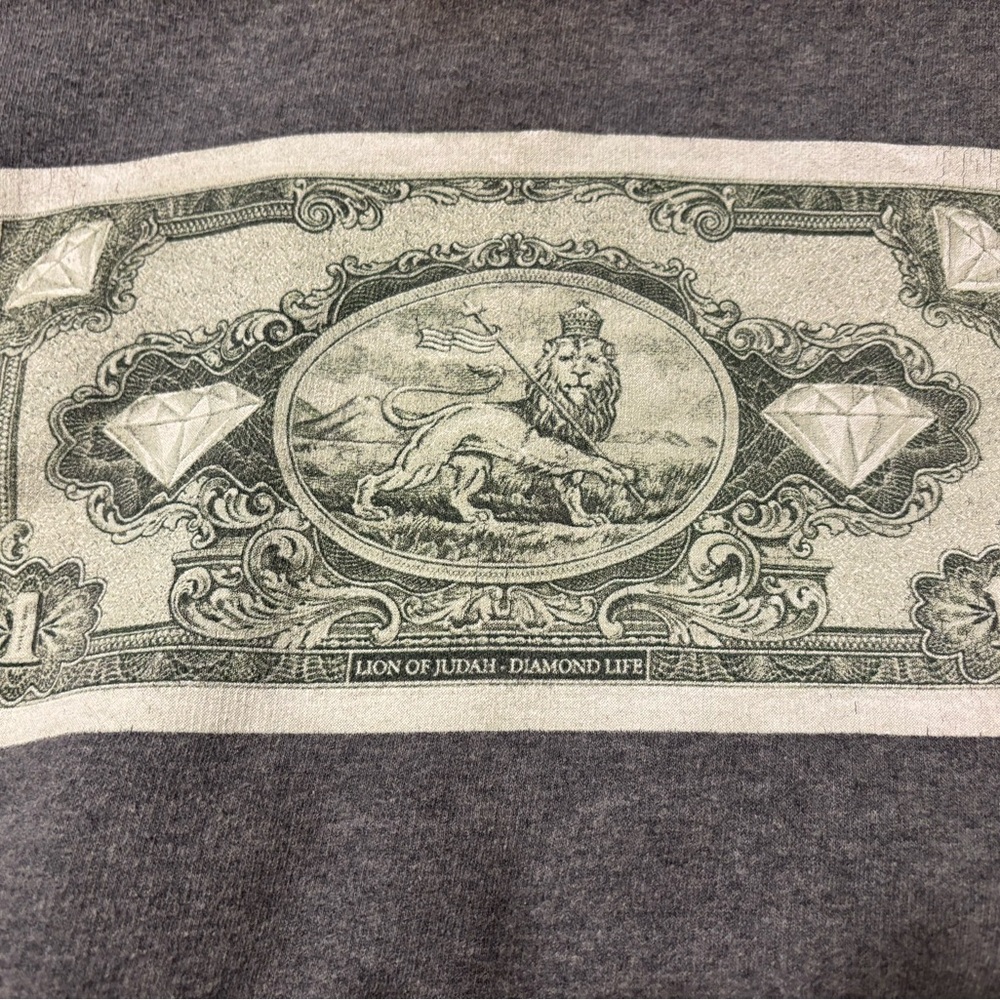 Diamond Supply Co. Gray Crewneck with Dollar Bill Graphic
